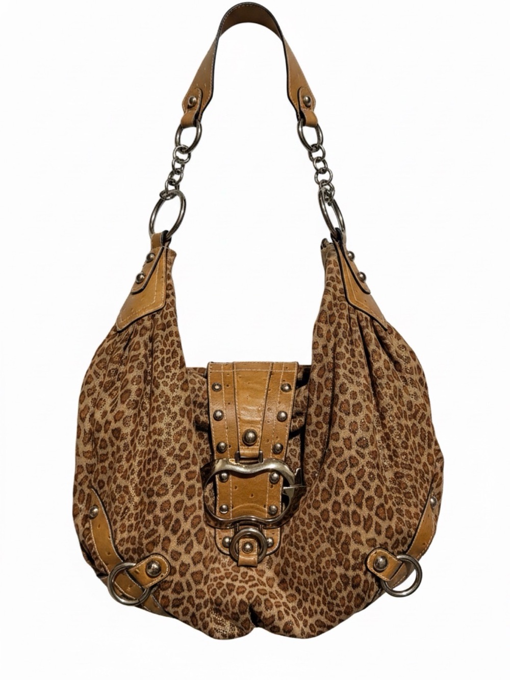 Guess Leopard-Print Hobo Bag - Brown/Tan